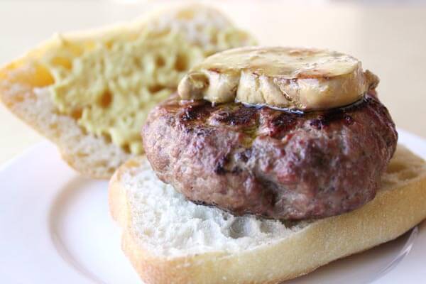 Grilled beef burger with seared foie gras