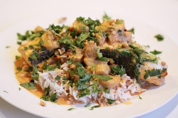 Thai-style halibut and banana curry